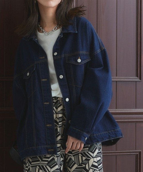 Soiunique（スワユニーク）の「綿１００％オーバーサイズデニムジャケット ［Soiunique］（デニムジャケット・レディース・ブラック/ブルー/インディゴブルー・M）」の3枚目の写真