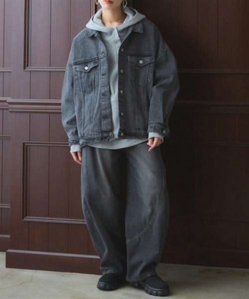Soiunique（スワユニーク）の「綿１００％オーバーサイズデニムジャケット ［Soiunique］（デニムジャケット・レディース・ブラック/ブルー/インディゴブルー・M）」の6枚目の写真