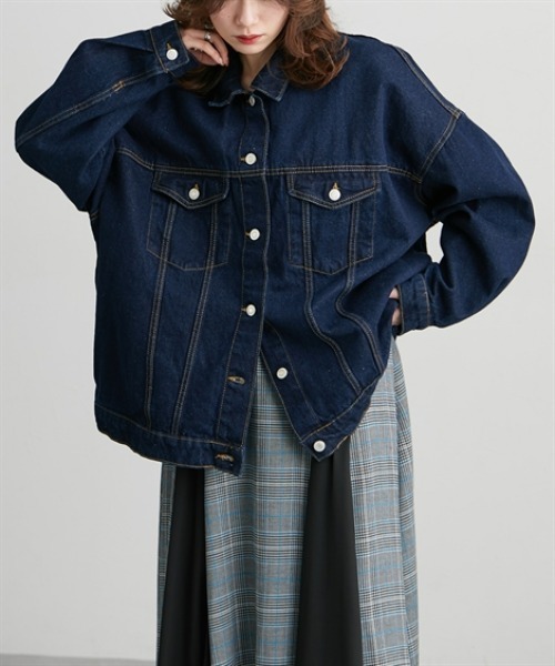 Soiunique（スワユニーク）の「綿１００％オーバーサイズデニムジャケット ［Soiunique］（デニムジャケット・レディース・ブラック/ブルー/インディゴブルー・M）」の16枚目の写真