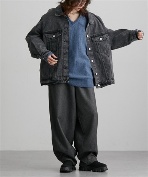 Soiunique（スワユニーク）の「綿１００％オーバーサイズデニムジャケット ［Soiunique］（デニムジャケット・レディース・ブラック/ブルー/インディゴブルー・M）」の12枚目の写真