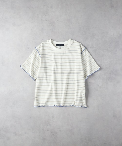 Right-on(ライトオン)の「HONEYSUCKLE ROSE(ハニーサックルローズ)【レディース】マルチボーダー半袖Tシャツ(その他トップス・レディース・グリーン/ネイビー×ホワイト/グレー×ホワイト・M/L)」の3枚目の写真