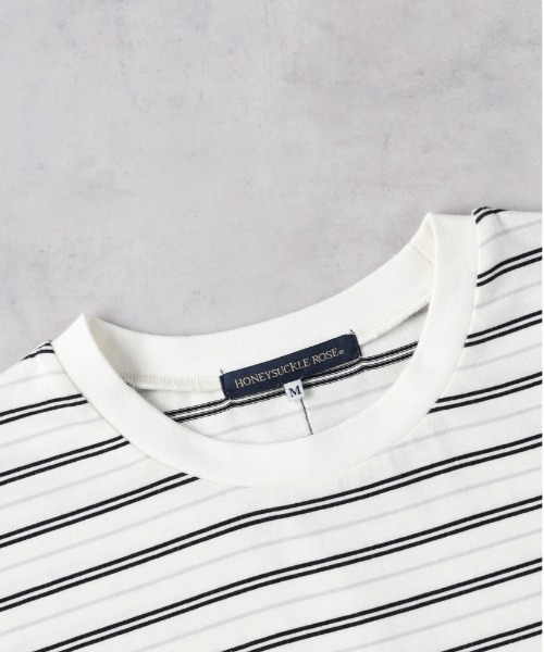 Right-on(ライトオン)の「HONEYSUCKLE ROSE(ハニーサックルローズ)【レディース】マルチボーダー半袖Tシャツ(その他トップス・レディース・グリーン/ネイビー×ホワイト/グレー×ホワイト・M/L)」の13枚目の写真