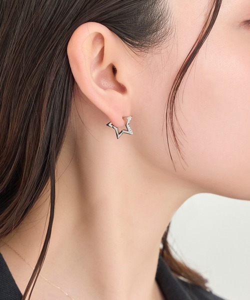 Phoebe（フィービィー）の「【金属アレルギー対応】ワンタッチライナーモチーフビジューフープピアス ハート/星スター（ピアス（両耳用）・レディース・ゴールド系2/シルバー系1/ゴールド系1/シルバー系2・FREE）」の3枚目の写真