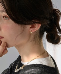 Phoebe | 【金属アレルギー対応】ワンタッチライナーモチーフビジューフープピアス ハート/星スター(ピアス(両耳用))