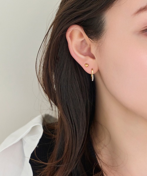 Phoebe（フィービィー）の「【金属アレルギー対応】ワンタッチライナーモチーフビジューフープピアス ハート/星スター（ピアス（両耳用）・レディース・ゴールド系2/シルバー系1/ゴールド系1/シルバー系2・FREE）」の10枚目の写真