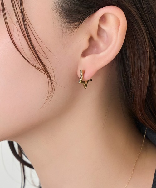 Phoebe（フィービィー）の「【金属アレルギー対応】ワンタッチライナーモチーフビジューフープピアス ハート/星スター（ピアス（両耳用）・レディース・ゴールド系2/シルバー系1/ゴールド系1/シルバー系2・FREE）」の22枚目の写真