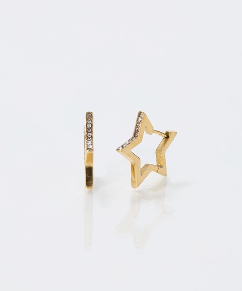 Phoebe（フィービィー）の「【金属アレルギー対応】ワンタッチライナーモチーフビジューフープピアス ハート/星スター（ピアス（両耳用）・レディース・ゴールド系2/シルバー系1/ゴールド系1/シルバー系2・FREE）」の6枚目の写真