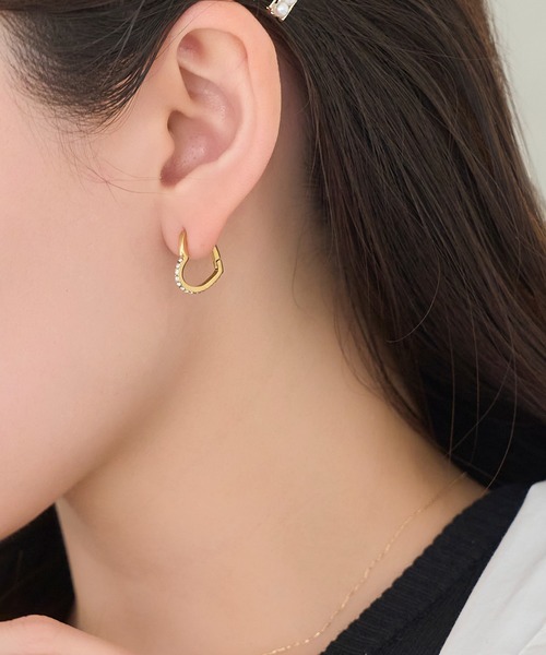 Phoebe（フィービィー）の「【金属アレルギー対応】ワンタッチライナーモチーフビジューフープピアス ハート/星スター（ピアス（両耳用）・レディース・ゴールド系2/シルバー系1/ゴールド系1/シルバー系2・FREE）」の8枚目の写真