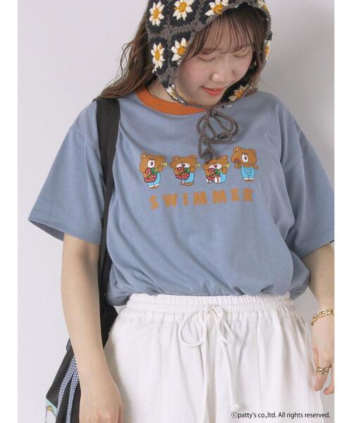 ehka sopo（エヘカソポ）の「【SWIMMER】リンガーTシャツ（Tシャツ/カットソー・レディース・キナリ/サックスブルー/オフホワイト・F）」の3枚目の写真