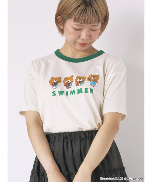 ehka sopo（エヘカソポ）の「【SWIMMER】リンガーTシャツ（Tシャツ/カットソー・レディース・キナリ/サックスブルー/オフホワイト・F）」の2枚目の写真
