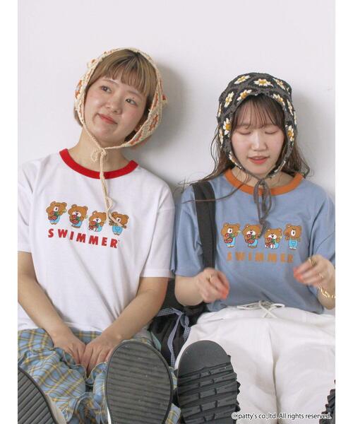 ehka sopo（エヘカソポ）の「【SWIMMER】リンガーTシャツ（Tシャツ/カットソー・レディース・キナリ/サックスブルー/オフホワイト・F）」の6枚目の写真