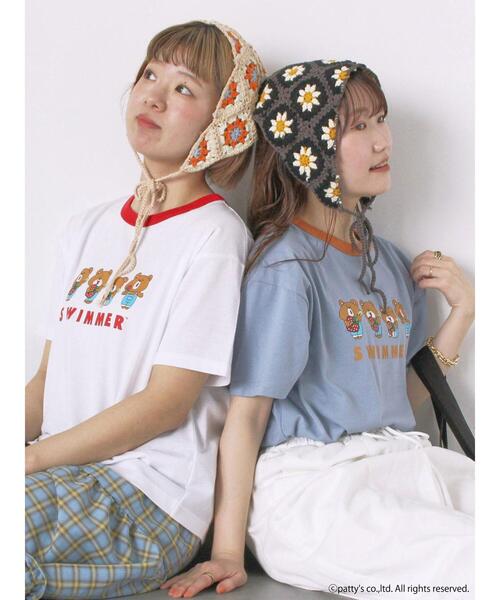 ehka sopo（エヘカソポ）の「【SWIMMER】リンガーTシャツ（Tシャツ/カットソー・レディース・キナリ/サックスブルー/オフホワイト・F）」の7枚目の写真