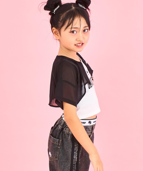 ANAP kids（アナップキッズ）の「シアー ショート ブルゾン × タンクトップ SET（タンクトップ・キッズ・ホワイト/ラベンダー/ブラック・110cm/120cm/130cm）」の7枚目の写真