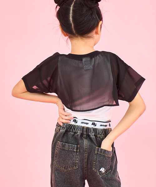 ANAP kids（アナップキッズ）の「シアー ショート ブルゾン × タンクトップ SET（タンクトップ・キッズ・ホワイト/ラベンダー/ブラック・110cm/120cm/130cm）」の8枚目の写真