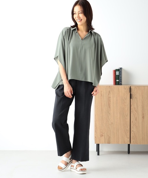 GALLORIA(ギャローリア)の「ドロストセミフレアパンツ(その他パンツ・レディース・チャコールグレー/ベージュ/ブラウン・S/M/L/LL)」の12枚目の写真