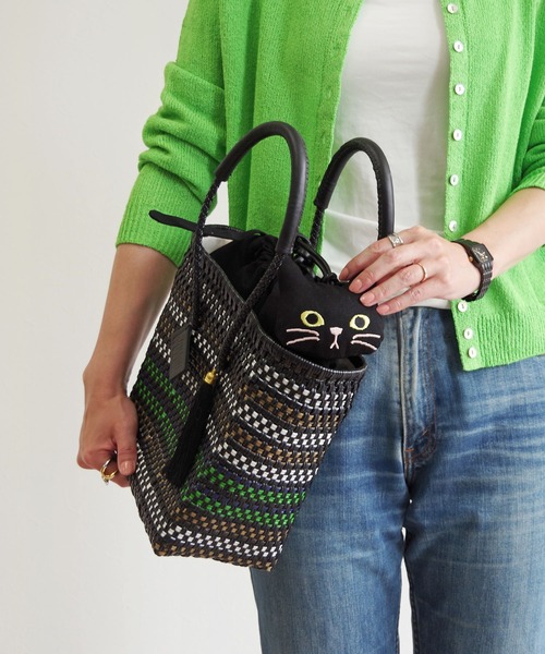 WOVEN(ウーヴン)の「WOVEN (ウーヴン) / メキシコ製 メルカドバッグ × キャンバスねこ2WAYバッグ(かごバッグ・レディース・ブラック系その他2/ブルー系その他2/ブルー系その他3/ブラック系その他/ブラック系その他3/ブラック系2/シルバー系その他2/ブラック系/ブルー系その他/シルバー系その他/ブラック系1/シルバー系その他3・FREE)」の5枚目の写真