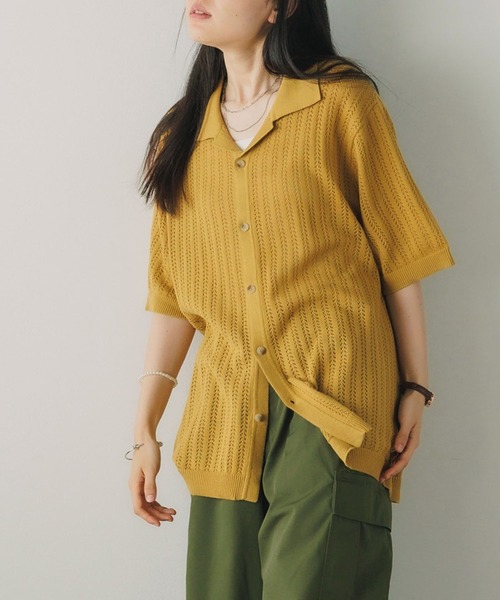 ROLLA'S(ローラス)の「ROLLA'S/ローラス BOWLER KNIT SHIRT ニットシャツ(シャツ/ブラウス・レディース・ゴールド/ブラック・M/S)」の1枚目の写真