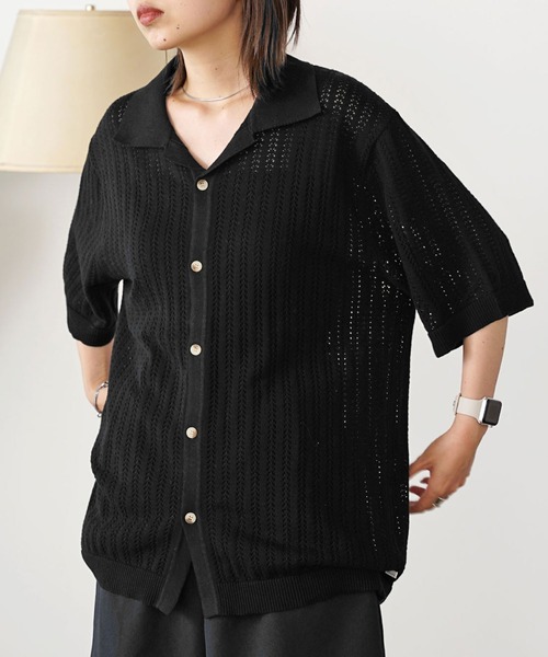 ROLLA'S(ローラス)の「ROLLA'S/ローラス BOWLER KNIT SHIRT ニットシャツ(シャツ/ブラウス・レディース・ゴールド/ブラック・M/S)」の3枚目の写真