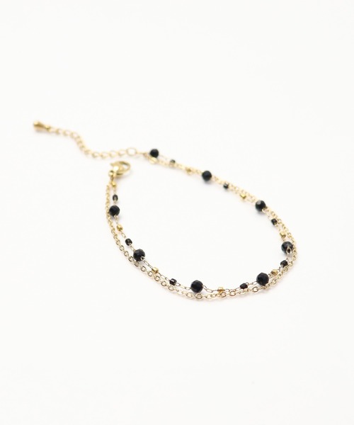 ieLS（イエルズ）の「金属アレルギー対応「ieLS」ステンレス　天然石2連ブレスレット（ブレスレット・レディース・グリーン/ブルー/ブラック・ONE SIZE）」の2枚目の写真