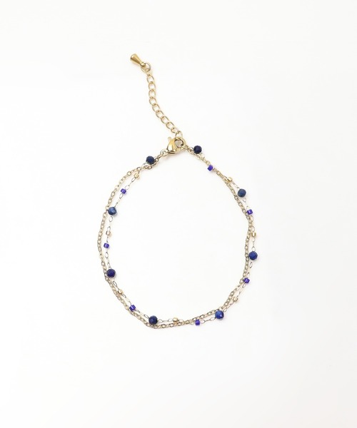 ieLS（イエルズ）の「金属アレルギー対応「ieLS」ステンレス　天然石2連ブレスレット（ブレスレット・レディース・グリーン/ブルー/ブラック・ONE SIZE）」の4枚目の写真