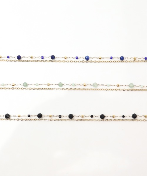 ieLS（イエルズ）の「金属アレルギー対応「ieLS」ステンレス　天然石2連ブレスレット（ブレスレット・レディース・グリーン/ブルー/ブラック・ONE SIZE）」の6枚目の写真