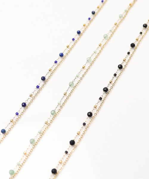 ieLS（イエルズ）の「金属アレルギー対応「ieLS」ステンレス　天然石2連ブレスレット（ブレスレット・レディース・グリーン/ブルー/ブラック・ONE SIZE）」の5枚目の写真