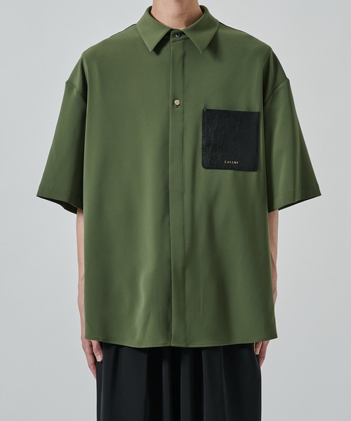 CULENI ブラック レザー トレーナー クルニ CULLNI】別注 Sugoku Suzushii Leather Pocket S/S TEE（Tシャツ