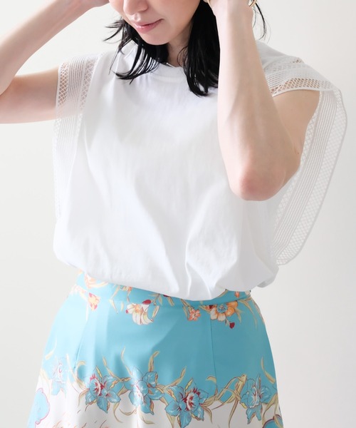 DOLLUPOOPS(ドールアップウップス)の「レーススリーブトップス(Tシャツ/カットソー・レディース・ブラック/オフホワイト・38)」の12枚目の写真