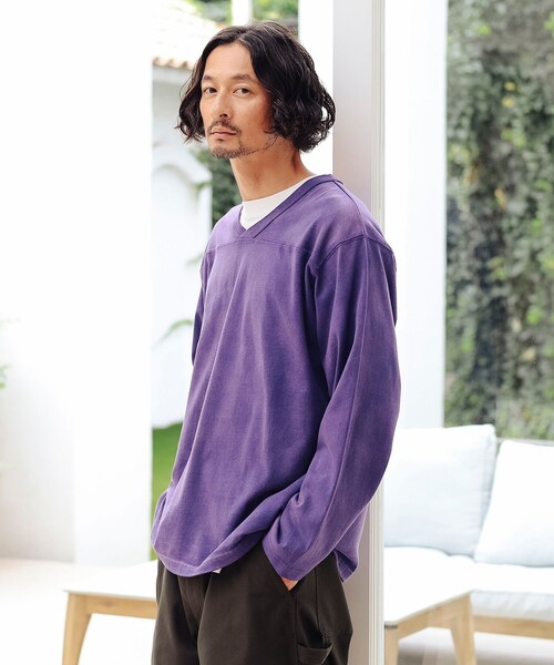 B:MING by BEAMS（ビーミングバイビームス）の「フェード フットボール Vネック Tシャツ（Tシャツ/カットソー・メンズ・パープル/ブラック系その他4・SMALL/MEDIUM/LARGE/X-LARGE）」の8枚目の写真