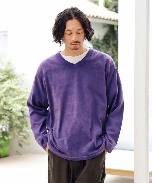 B:MING by BEAMS（ビーミングバイビームス）の「フェード フットボール Vネック Tシャツ（Tシャツ/カットソー・メンズ・パープル/ブラック系その他4・SMALL/MEDIUM/LARGE/X-LARGE）」の9枚目の写真
