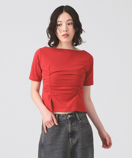 ボートネック スリット フィット Tシャツ（Tシャツ/カットソー