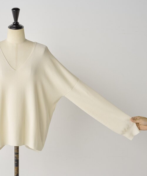 BEARDSLEY（ビアズリー）の「シンプルVニット（ニット/セーター・レディース・ブラック/アイボリー・FREE）」の8枚目の写真