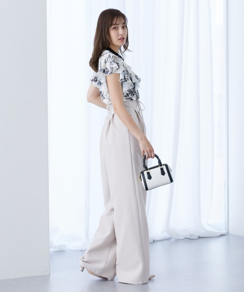 slattgir（スラットジール）の「高身長　花柄フリルブラウス（トールサイズ）（シャツ/ブラウス・レディース・ネイビー系/ホワイト系・TL/TLL/T3L/T4L/T5L/TM）」の9枚目の写真
