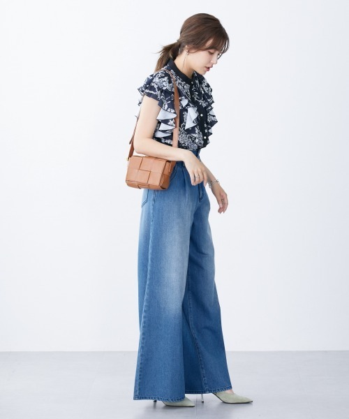 slattgir（スラットジール）の「高身長　花柄フリルブラウス（トールサイズ）（シャツ/ブラウス・レディース・ネイビー系/ホワイト系・TL/TLL/T3L/T4L/T5L/TM）」の14枚目の写真