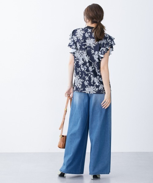 slattgir（スラットジール）の「高身長　花柄フリルブラウス（トールサイズ）（シャツ/ブラウス・レディース・ネイビー系/ホワイト系・TL/TLL/T3L/T4L/T5L/TM）」の20枚目の写真
