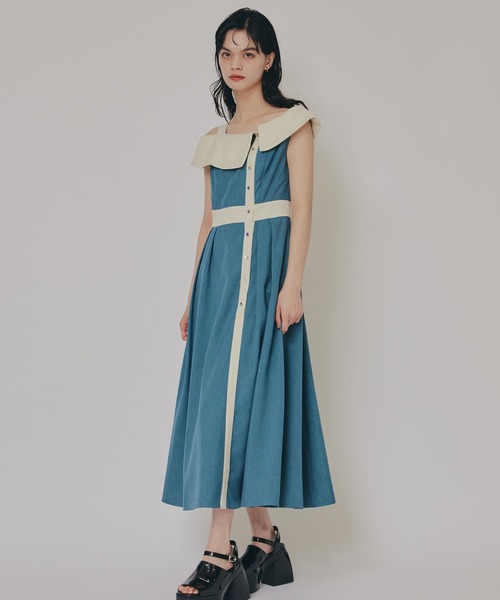 REDYAZEL（レディアゼル）の「バイカラーアシメショルダーワンピース（ワンピース・レディース・ダークグリーン/グレー/ネイビー・FREE）」の3枚目の写真