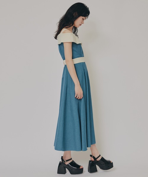 REDYAZEL（レディアゼル）の「バイカラーアシメショルダーワンピース（ワンピース・レディース・ダークグリーン/グレー/ネイビー・FREE）」の8枚目の写真