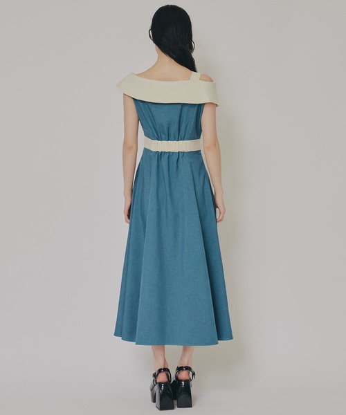 REDYAZEL（レディアゼル）の「バイカラーアシメショルダーワンピース（ワンピース・レディース・ダークグリーン/グレー/ネイビー・FREE）」の9枚目の写真