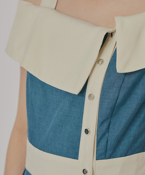 REDYAZEL（レディアゼル）の「バイカラーアシメショルダーワンピース（ワンピース・レディース・ダークグリーン/グレー/ネイビー・FREE）」の10枚目の写真