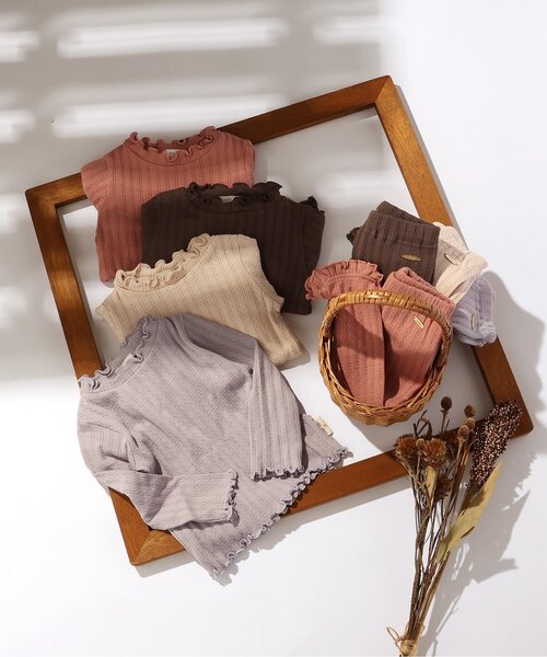 Seraph（セラフ）の「【ジュニア対応】針抜きテレコレギンス（レギンス/スパッツ・キッズ・レンガ/チャコール/ラベンダー/アイボリー・80/90/100/110/120/130/140）」の7枚目の写真