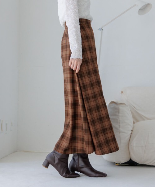 flower（フラワー）の「クラシックチェックスカート（スカート・レディース・レッド/ブラウン・FREE）」の15枚目の写真