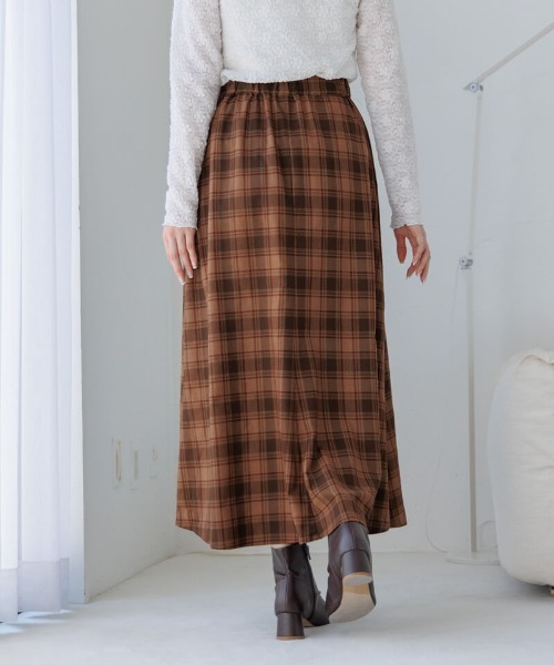 flower（フラワー）の「クラシックチェックスカート（スカート・レディース・レッド/ブラウン・FREE）」の16枚目の写真