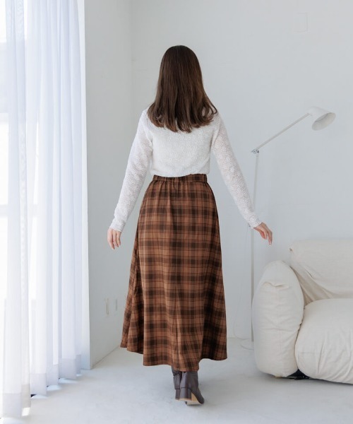 flower（フラワー）の「クラシックチェックスカート（スカート・レディース・レッド/ブラウン・FREE）」の10枚目の写真
