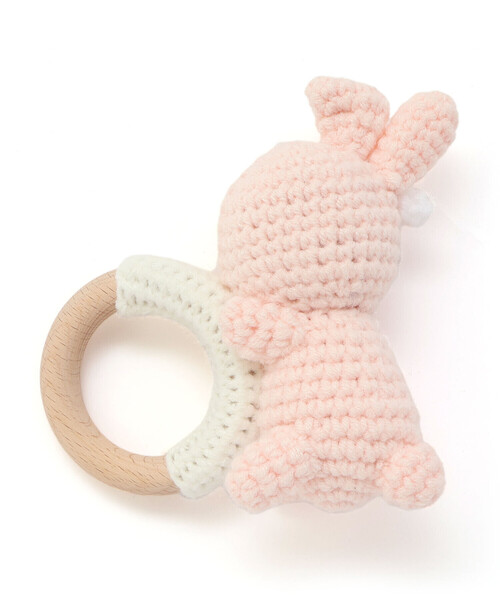 SLAP SLIP BABY(スラップスリップベビー)の「【お揃い】アニマルクマウサギペンギン恐竜すやすやモチーフ編みぐるみ木製歯がためベビー(その他ベビー用品・キッズ・グレー/ピンク/グリーン/ベージュ・FREE)」の7枚目の写真