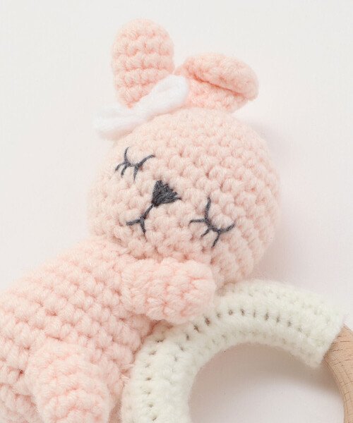 SLAP SLIP BABY(スラップスリップベビー)の「【お揃い】アニマルクマウサギペンギン恐竜すやすやモチーフ編みぐるみ木製歯がためベビー(その他ベビー用品・キッズ・グレー/ピンク/グリーン/ベージュ・FREE)」の8枚目の写真