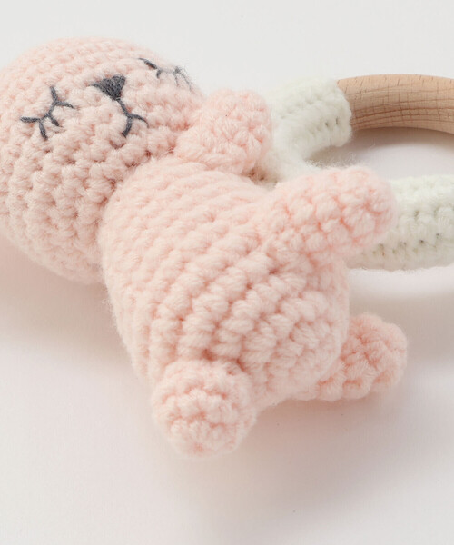 SLAP SLIP BABY(スラップスリップベビー)の「【お揃い】アニマルクマウサギペンギン恐竜すやすやモチーフ編みぐるみ木製歯がためベビー(その他ベビー用品・キッズ・グレー/ピンク/グリーン/ベージュ・FREE)」の9枚目の写真