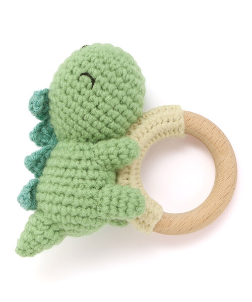 SLAP SLIP BABY(スラップスリップベビー)の「【お揃い】アニマルクマウサギペンギン恐竜すやすやモチーフ編みぐるみ木製歯がためベビー(その他ベビー用品・キッズ・グレー/ピンク/グリーン/ベージュ・FREE)」の14枚目の写真