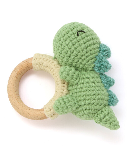 SLAP SLIP BABY(スラップスリップベビー)の「【お揃い】アニマルクマウサギペンギン恐竜すやすやモチーフ編みぐるみ木製歯がためベビー(その他ベビー用品・キッズ・グレー/ピンク/グリーン/ベージュ・FREE)」の15枚目の写真