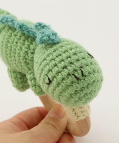 SLAP SLIP BABY(スラップスリップベビー)の「【お揃い】アニマルクマウサギペンギン恐竜すやすやモチーフ編みぐるみ木製歯がためベビー(その他ベビー用品・キッズ・グレー/ピンク/グリーン/ベージュ・FREE)」の16枚目の写真