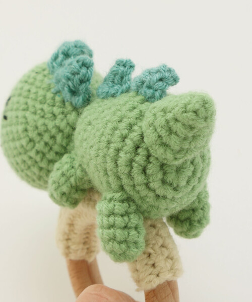 SLAP SLIP BABY(スラップスリップベビー)の「【お揃い】アニマルクマウサギペンギン恐竜すやすやモチーフ編みぐるみ木製歯がためベビー(その他ベビー用品・キッズ・グレー/ピンク/グリーン/ベージュ・FREE)」の17枚目の写真